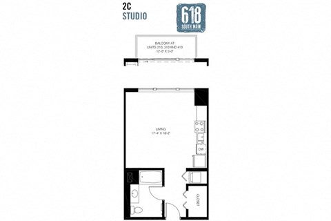 Studio 501 sq. ft.